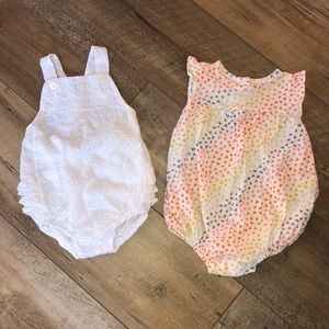 Two Summer Rompers - 9 month, EUC